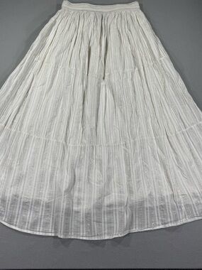 Torrid White / Gold Metallic Tiered Maxi Skirt - Lightweight Boho Style